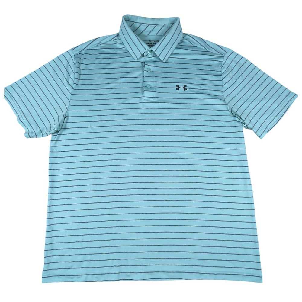 Under Armour Polo Mens XL Mint Green The Playoff Polo Striped Short Sleeve Golf